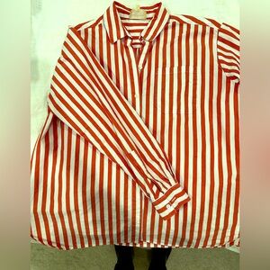 Sezane Max Shirt in Red Ecru Stripes 34 (2)